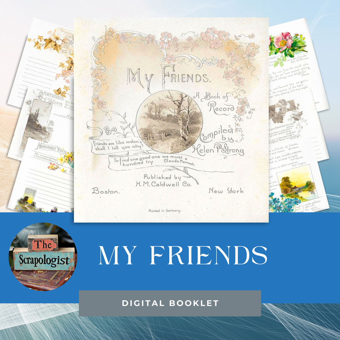 Friendship Memory Book, DIY Junk Journal or Mini Album Kit, Vintage Ephemera, Page Inserts, Collage Papers | Digital Download