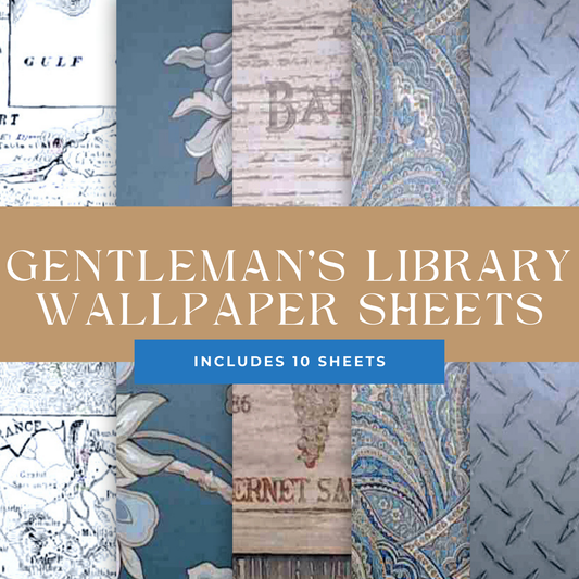 Gentleman's Library Theme, Unpasted Wallpaper Sheets for Crafting, Junk Journals, and other Paper Art Projects