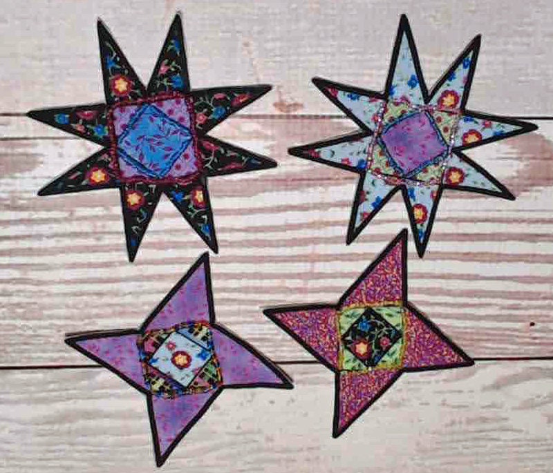 Hand Beaded Stars, Junk Journal Ephemera Pack, Set of 4