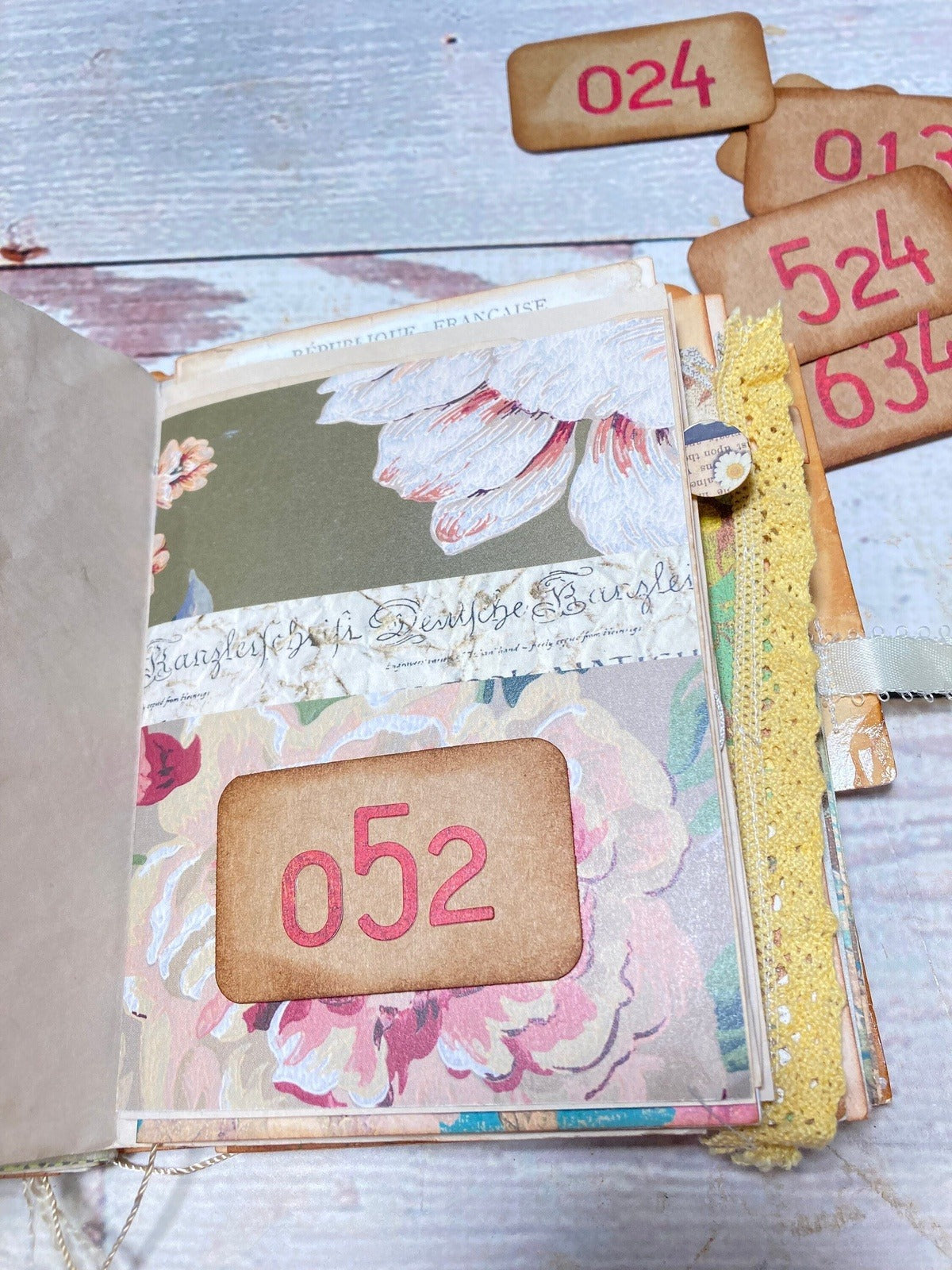 Numbered Tags, Vintage Style, Set of 20, Junk Journal, Mixed Media, Collage, Ephemera Kit, Handmade