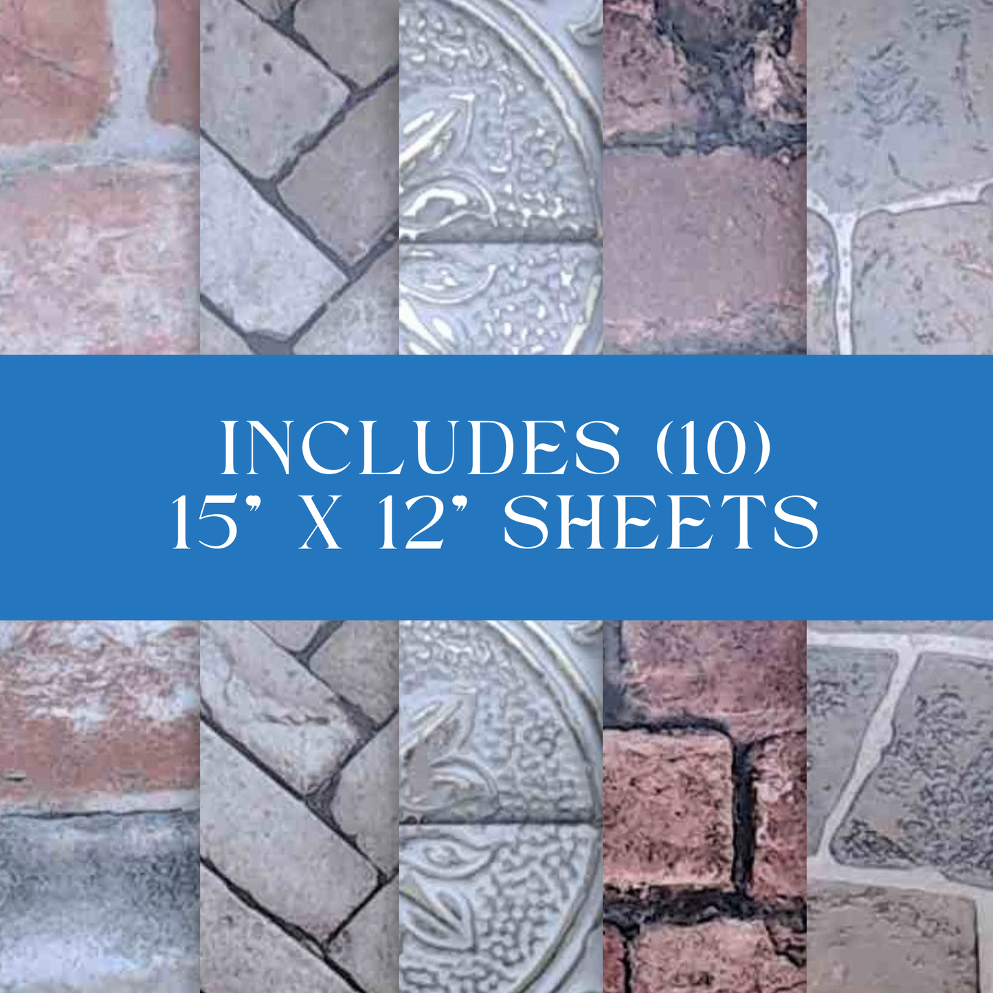 Industrial Stone, Tiles and Metal Wallpaper Sample Book Sheets - set of (10) sheets for Crafts, Junk Journals, Mixed Media and Collage Art