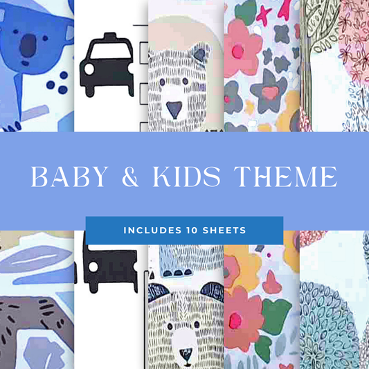 Baby & Kids Theme, Unpasted Wallpaper Sheets for Crafting, Junk Journals, and other Paper Art Projects